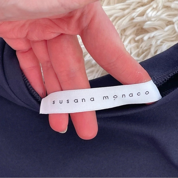 Susana Monaco Knot Front Dress mini short sleeve cut out navy blue size M - Picture 9 of 13